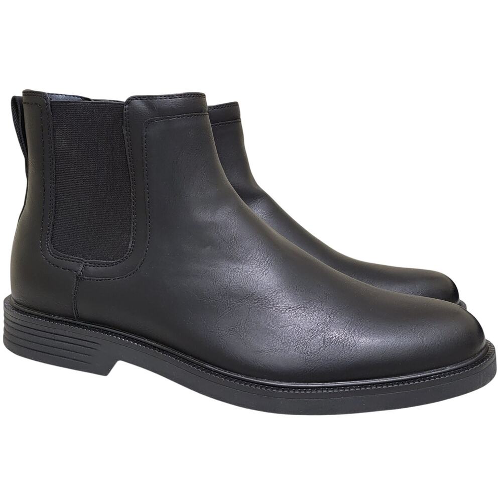 Dockers Men Townsend Slip Resistant Chelsea Boots Sz US 8.5M Black Faux Leather